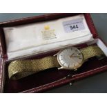 Gents Omega Deville gold cased wristwatch having silvered dial and automatic movement with later