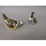 Two Royal Crown Derby paperweights in the form of birds