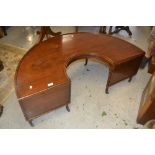 Early 20th Century mahogany half round drop leaf occasional table in the form of a hunt table raised