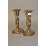 Pair of antique Sheffield silver plate candlesticks in Adam style