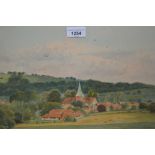 Trevor Glover, 20th Century watercolour, village with church in a landscape, signed, gilt framed,