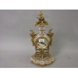 Reproduction French style porcelain and gilt metal two train mantel clock
