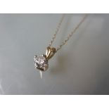 9ct yellow gold illusion set diamond pendant on chain in fitted box