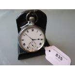 English silver cased crown wind pocket watch, the enamel dial with Roman numerals and subsidiary
