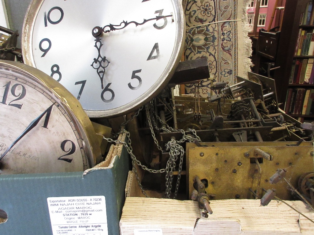 Collection of approximately twenty five early 20th Century longcase clock movements, some with dials - Image 3 of 3
