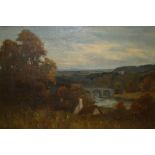G. Nasmyth Langlands signed oil on canvas, river landscape with cottage and wild flowers to