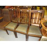 Set of six late 19th or early 20th Century oak dining chairs of Arts and Crafts design (at fault)
