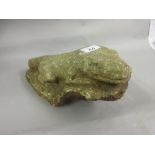 Green flecked carved marble figure of a lizard