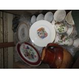 Box containing a quantity of various decorative porcelain including a set of twelve porcelain