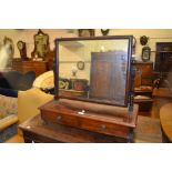 19th Century mahogany swing frame two drawer box toilet mirror