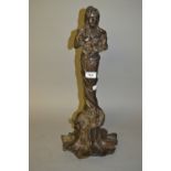 20th Century dark patinated bronze figure of a girl with flowers in Art Nouveau style, 20ins high