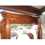 Large good quality carved oak Roccoco style fireplace, internal aperture 45in square, externally