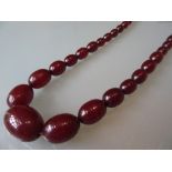 Cherry amber graduated bead necklace 59g