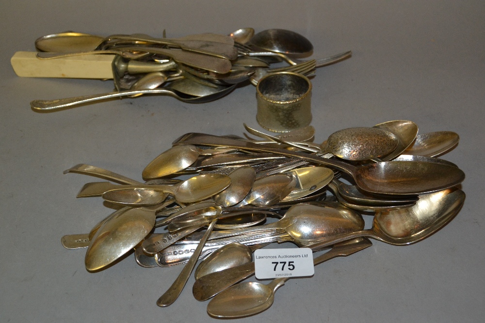 Quantity of miscellaneous 18th, 19th and 20th Century silver flatware together with a plated