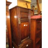Late Victorian bedside cabinet with a single carved and panelled door together with a small oak gate