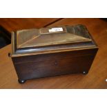 19th Century rosewood sargophagus three division tea caddy for restoration