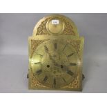 George III longcase clock movement, the brass dial with Roman and Arabic numerals, subsiduary