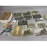 Small quantity of various photographs and postcards, college sporting teams and some World War II