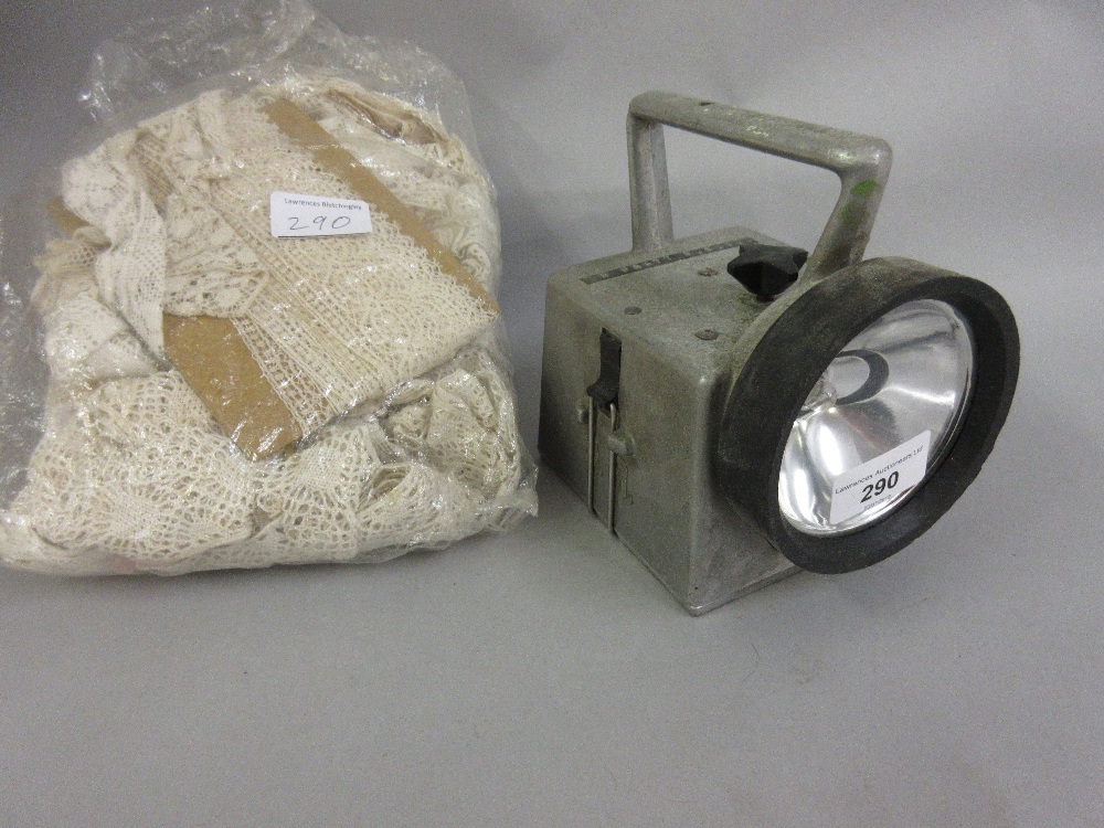 Late 20th Century aluminium cased railway lamp marked B.R., together with a small bag of various
