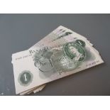 Collection of forty five one pound notes with consecutive serial numbers, HU25 292704 to 292748