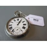 Nickle plated open face pocket watch with war department markings