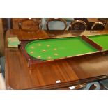 Victorian mahogany folding bagatelle board with cues