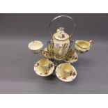 Royal Venton Ware Burslum coffee set on a bespoke silver plated stand with integral pourer