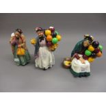 Group of three Royal Doulton figures, ' Bridget ' HN2070, ' The Old Balloon Seller ' HN1315 and '