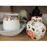 Masons Mandarin pattern Imari ginger jar and cover , jug and wash basin and two other items