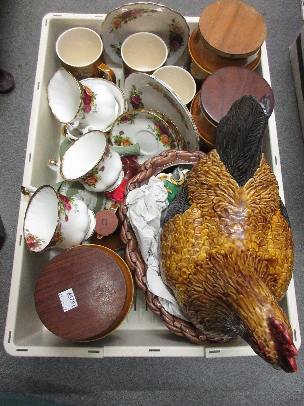 Large pottery chicken tureen, quantity of Hornsea pottery containers and a quantity of other