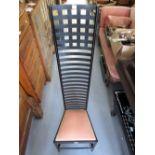 Cassina after Charles Rennie MacIntosh, ebonised Hill House chair with pink velour seat, with