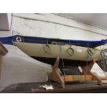 Mid 20th Century model pond yacht ' Optimist ', complete with original plans etc.