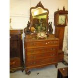 19th Century French walnut commode dressing chest with a swing mirror above two drawers, the rouge