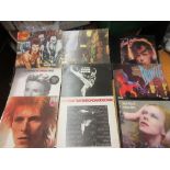 David Bowie, fourteen various vinyl albums comprising: two copies Aladdin Sane, Ledger Stage, Pin