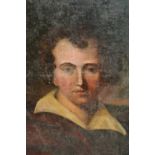 19th Century English school, oil on canvas, half length portrait of Lord Byron, 29ins x 24ins,