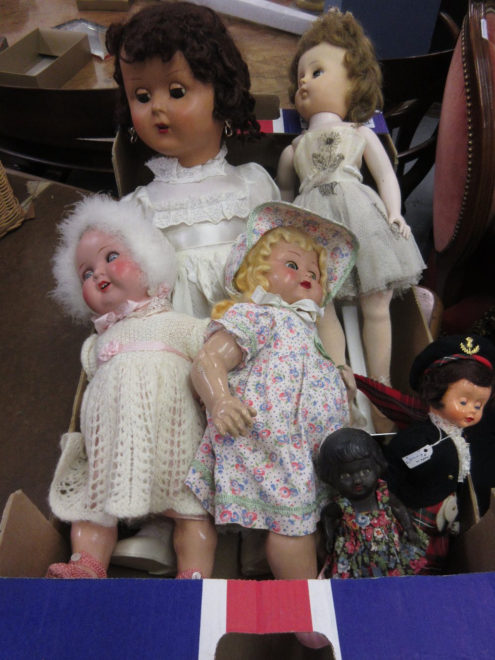 Quantity of various dolls including: 1940's hard plastic with Armand Marseille etc and a ballerina
