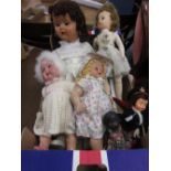 Quantity of various dolls including: 1940's hard plastic with Armand Marseille etc and a ballerina