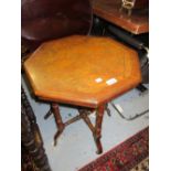 Victorian octagonal figured walnut maple crossbanded octagonal occasional table on turned supports