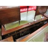 19th Century mahogany pedestal desk, the green leather inset top above nine drawers with later brass