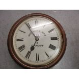 19th / 20th Century walnut dial clock, the painted 14in dial with Roman numerals, single train fusee