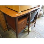 Mid 20th Century G-Plan writing table with sliding top and drop-leaf together with a matching chair