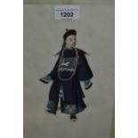 Pair of late 19th / early 20th Century Chinese watercolours on rice paper, full length portraits