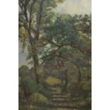 Ronald Ossory Dunlop, oil on canvas, rural tree lined track, signed, 23ins x 15ins, gilt framed