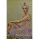 A. Kytamohob (Russian), oil on canvas, portrait of a seated dancer, signed Kytamohob, signed and