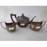 Near matching oval three piece silver tea service, Birmingham and Chester