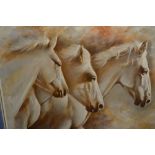 Large modern oil on canvas, study of three horses, signed Marx