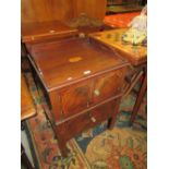 George III mahogany shell and line inlaid night commode