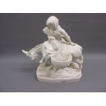 Copeland Spode Parian group of a girl riding a donkey after an original by Owen Hale, 1882