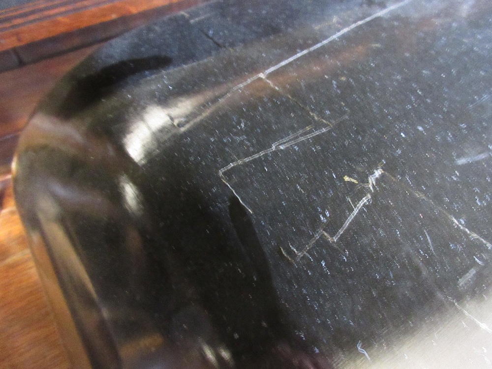 Chinese black laquered hardwood scroll end scribes desk - Image 3 of 5