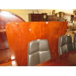 19th Century mahogany rectangular loo table with tapering faceted column with platform base and